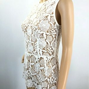 CAbi Style #800 Needlepoint Lace Peplum Shell Top